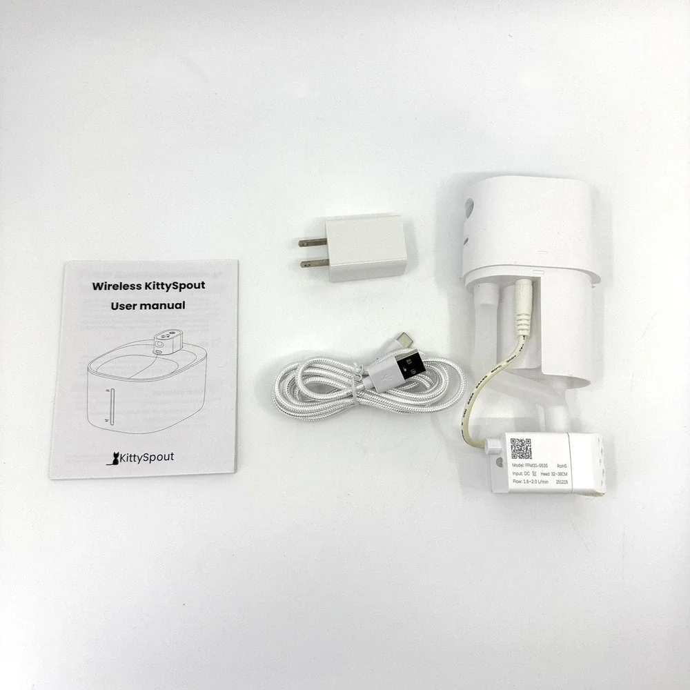 KittySpout Wireless Cat Water Fountain Stainless Steel 4L 135oz Silent EUC